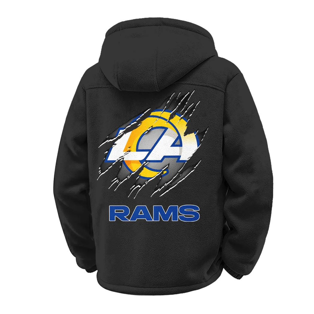 Football Ram Crew Winter Fleece Jacket, Cold Weather Hiking Fleece HVN1439LA - Black - Image 3