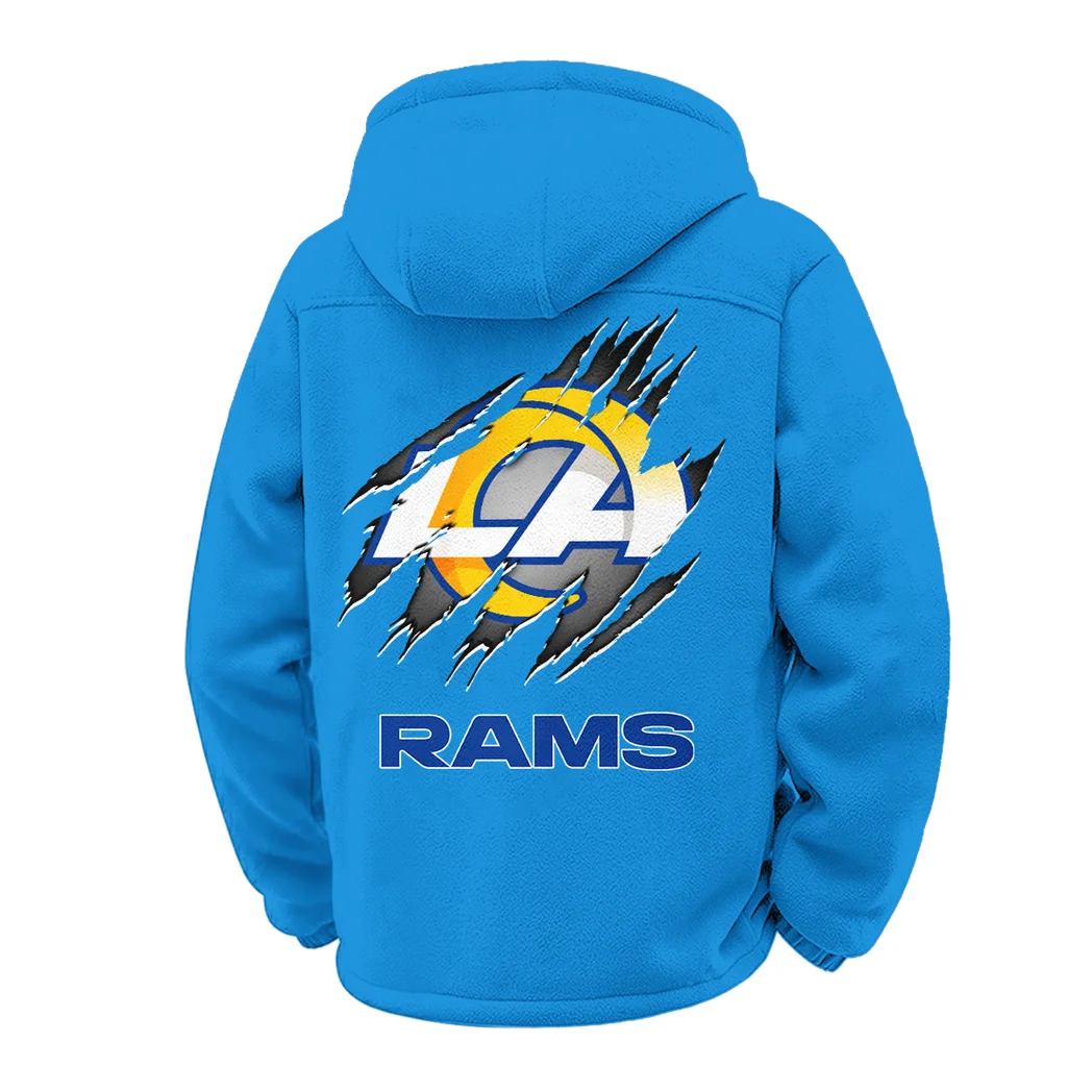 Football Ram Crew Winter Fleece Jacket, Cold Weather Hiking Fleece HVN1439LA - Cyan - Image 3