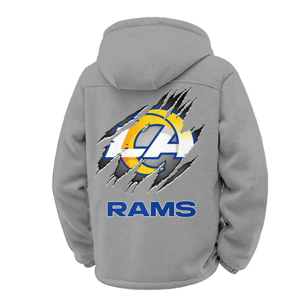 Football Ram Crew Winter Fleece Jacket, Cold Weather Hiking Fleece HVN1439LA - Grey - Image 3