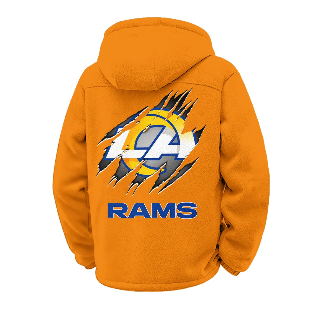 Football Ram Crew Winter Fleece Jacket, Cold Weather Hiking Fleece HVN1439LA - Orange - Image 3