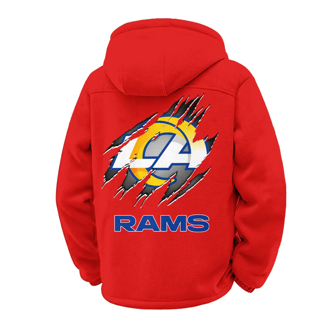 Football Ram Crew Winter Fleece Jacket, Cold Weather Hiking Fleece HVN1439LA - Red - Image 3
