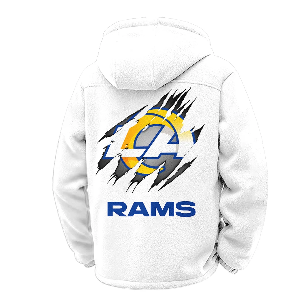 Football Ram Crew Winter Fleece Jacket, Cold Weather Hiking Fleece HVN1439LA - White - Image 3