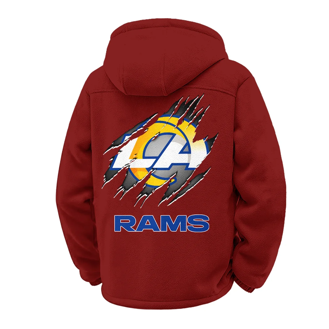 Football Ram Crew Winter Fleece Jacket, Cold Weather Hiking Fleece HVN1439LA - Wine - Image 3
