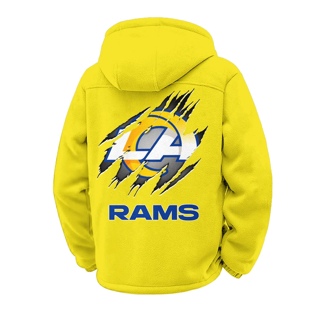 Football Ram Crew Winter Fleece Jacket, Cold Weather Hiking Fleece HVN1439LA - Yellow - Image 3