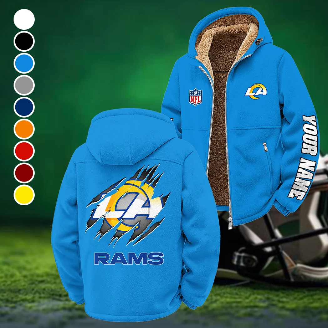 Football Ram Crew Winter Fleece Jacket, Cold Weather Hiking Fleece HVN1439LA - Cyan