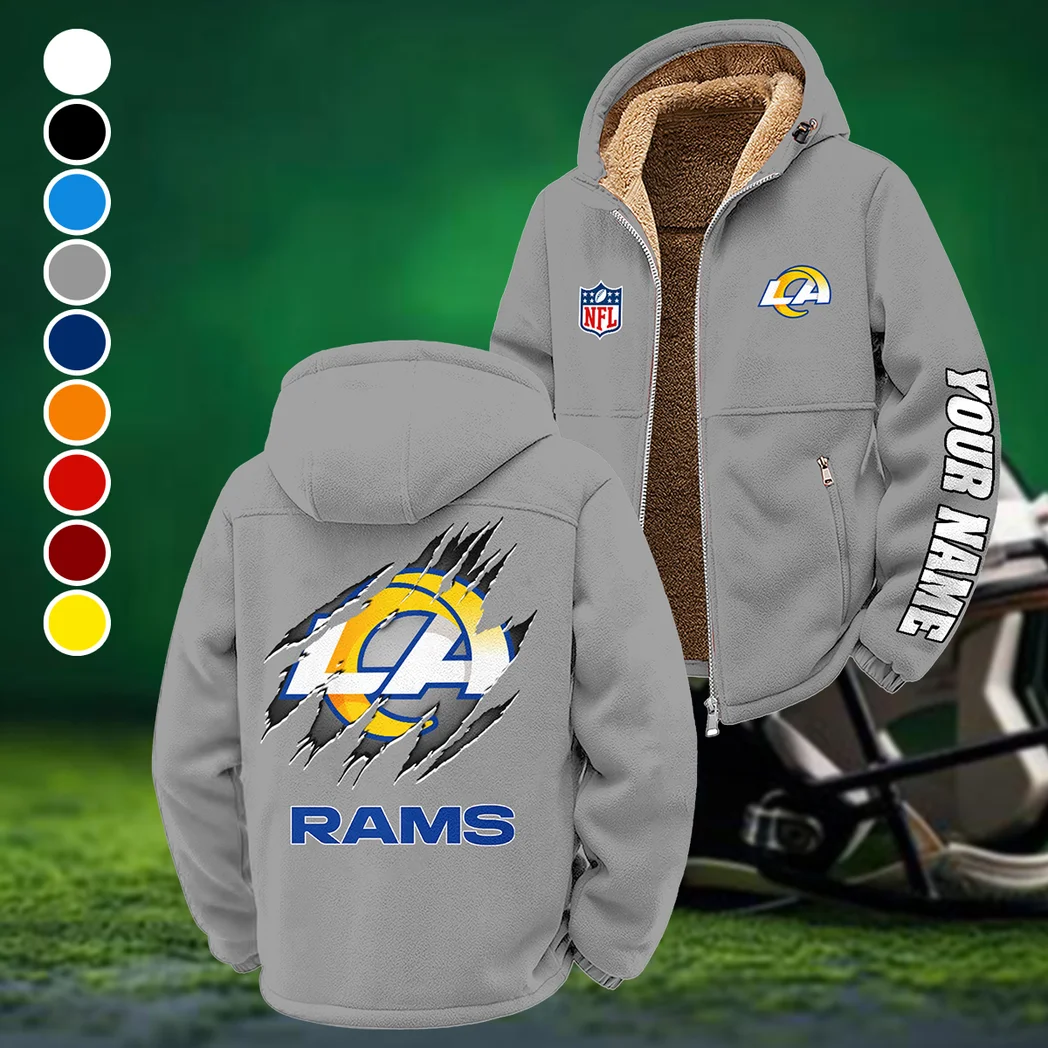 Football Ram Crew Winter Fleece Jacket, Cold Weather Hiking Fleece HVN1439LA - Grey