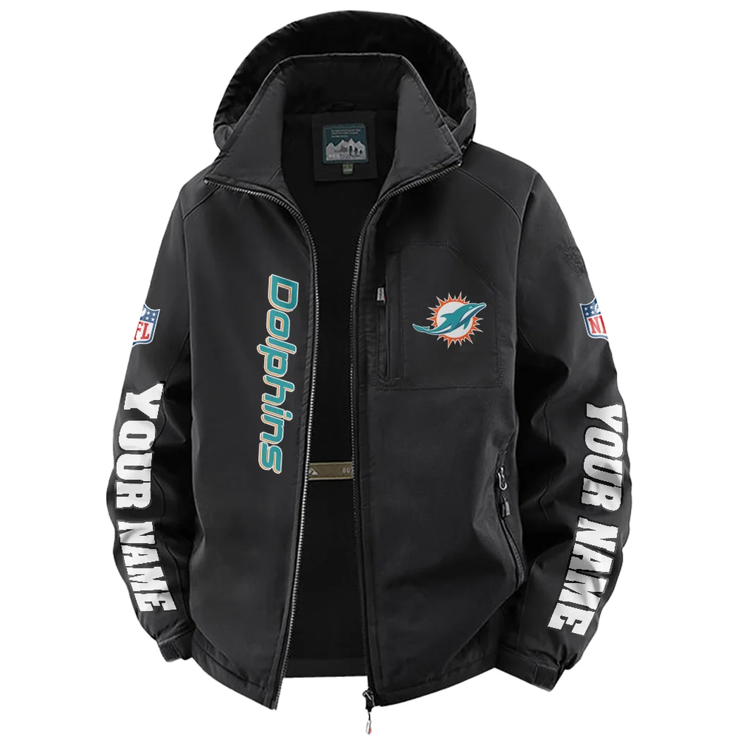 Football Aqua Crew Fleece Windbreaker Jacket, Outdoor Activity Defense HVN1439MD - Black - Image 2