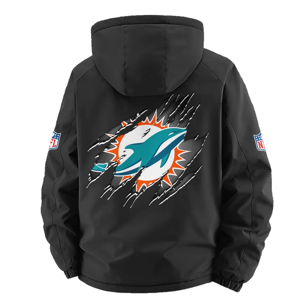 Football Aqua Crew Fleece Windbreaker Jacket, Outdoor Activity Defense HVN1439MD - Black - Image 4