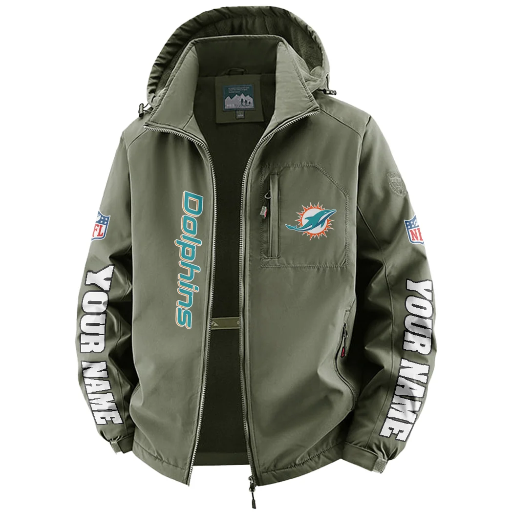 Football Aqua Crew Fleece Windbreaker Jacket, Outdoor Activity Defense HVN1439MD - Green - Image 2