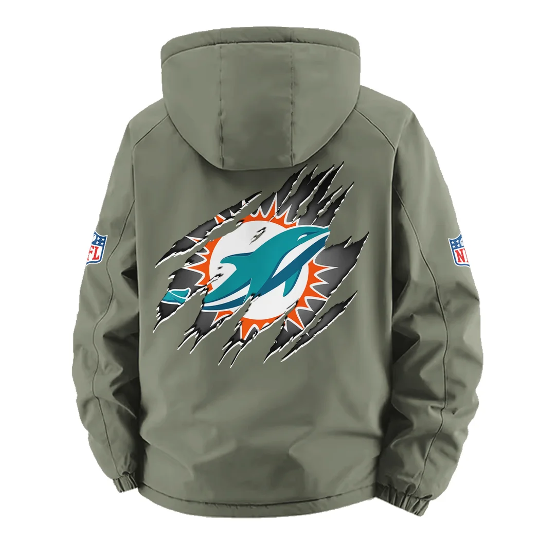 Football Aqua Crew Fleece Windbreaker Jacket, Outdoor Activity Defense HVN1439MD - Green - Image 4