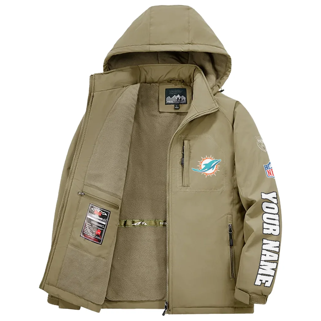Football Aqua Crew Fleece Windbreaker Jacket, Outdoor Activity Defense HVN1439MD - Khaki - Image 3