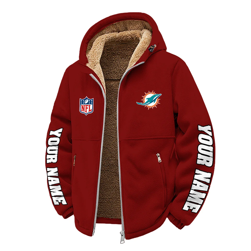 Football Aqua Crew Winter Fleece Jacket, Winter Endurance Jacket HVN1439MD - Wine - Image 2