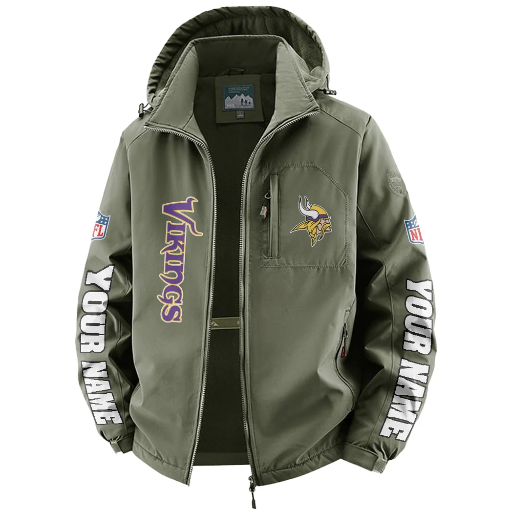 Midnight Giants Fleece Windbreaker Jacket, Cozy Fleece-Lined Windbreaker HVN1439MV - Green - Image 2