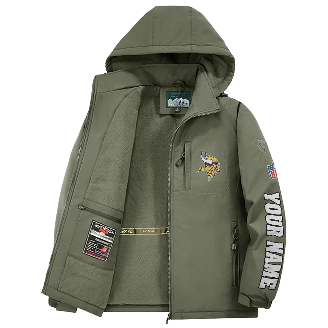 Midnight Giants Fleece Windbreaker Jacket, Cozy Fleece-Lined Windbreaker HVN1439MV - Green - Image 3