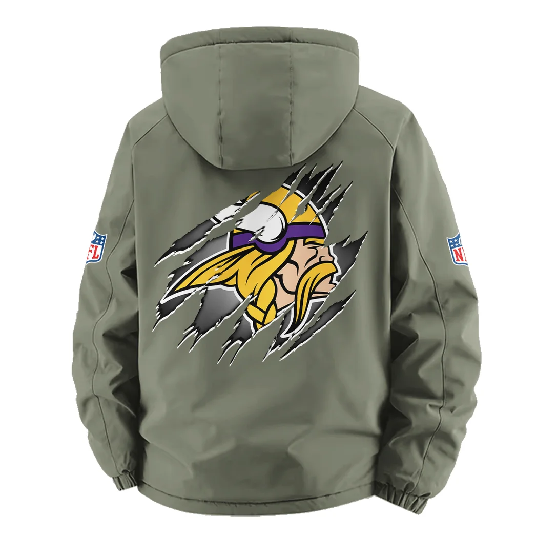 Midnight Giants Fleece Windbreaker Jacket, Cozy Fleece-Lined Windbreaker HVN1439MV - Green - Image 4