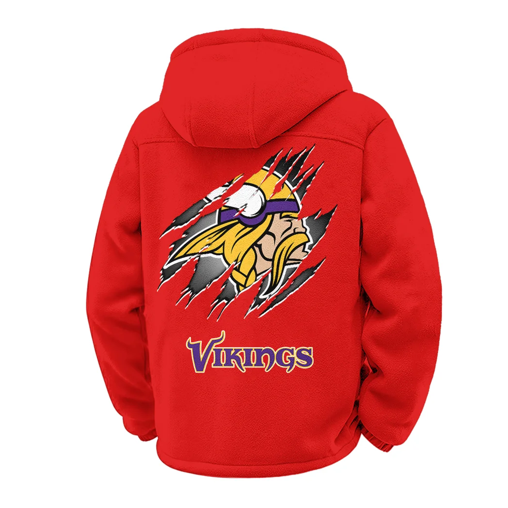 Midnight Giants Winter Fleece Jacket, Ultra-Soft Fleece Shell HVN1439MV - Red - Image 3