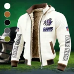 Midnight Steel Fleece-Lined Hooded Jacket, Ultra-Soft Plush Lined Jacket HVN1439NG - White