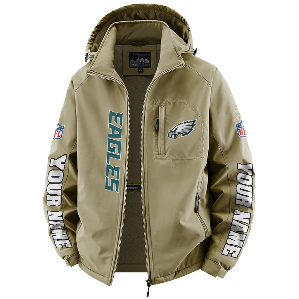 Victory Wings Fleece Windbreaker Jacket, Midweight Thermal Windbreaker HVN1439PE - Khaki - Image 2