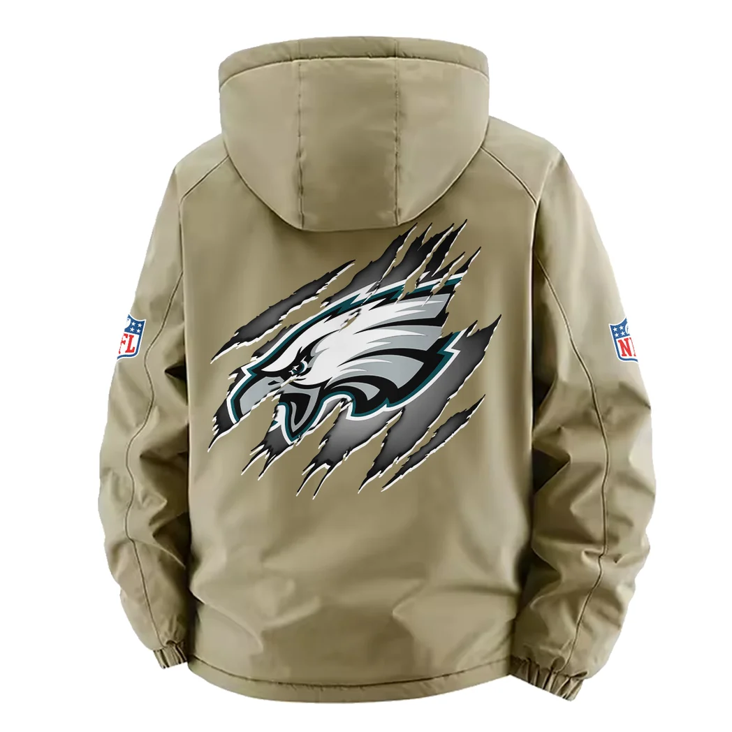 Victory Wings Fleece Windbreaker Jacket, Midweight Thermal Windbreaker HVN1439PE - Khaki - Image 4