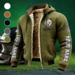 Iron Army Fleece-Lined Hooded Jacket, High-Density Comfort Fleece HVN1439PS - Green