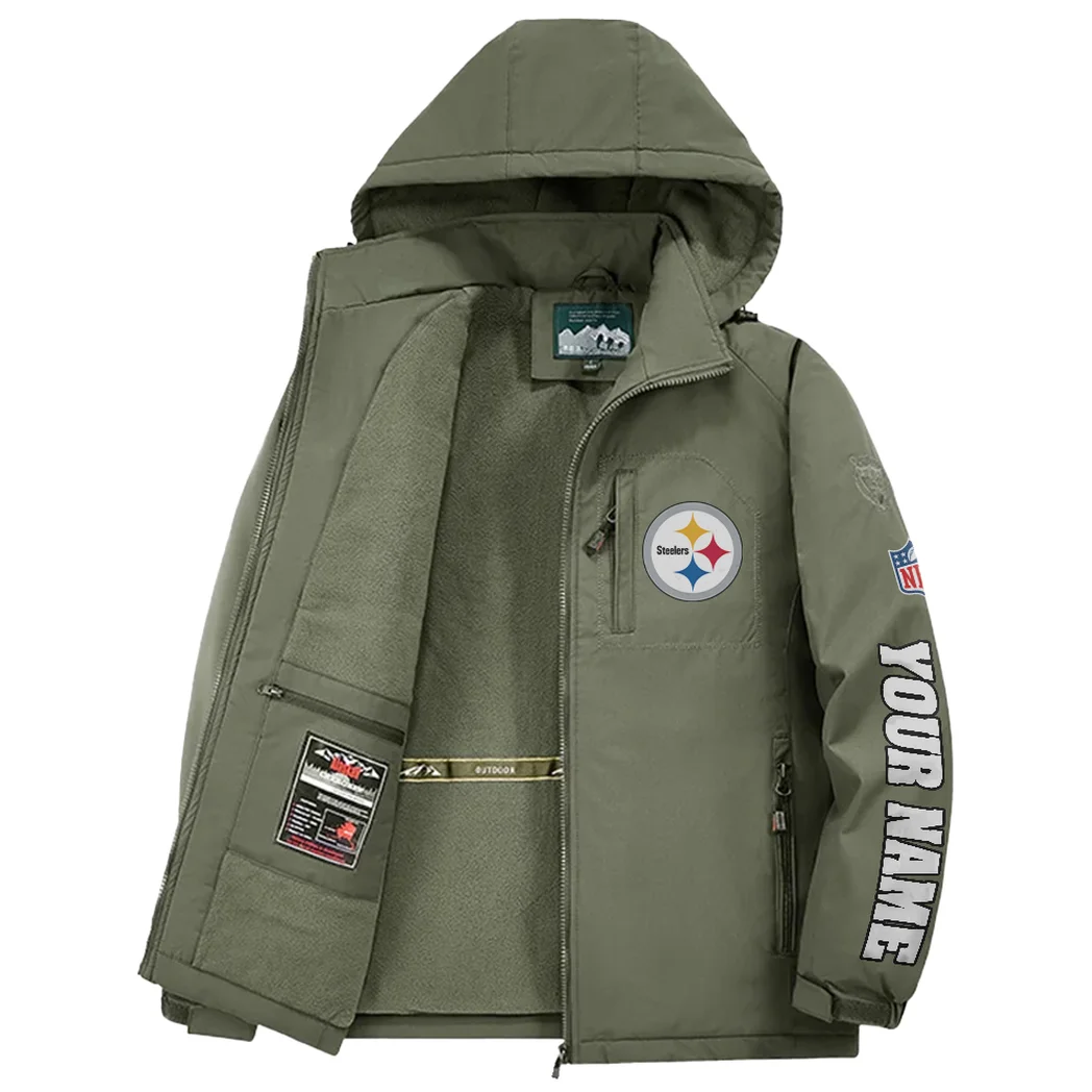Iron Army Fleece Windbreaker Jacket, Premium Bonded Fleece HVN1439PS - Green - Image 3