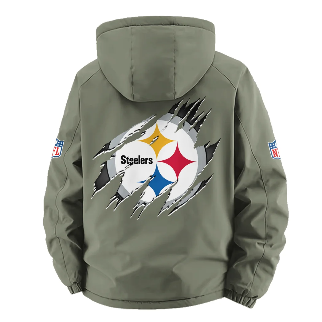 Iron Army Fleece Windbreaker Jacket, Premium Bonded Fleece HVN1439PS - Green - Image 4