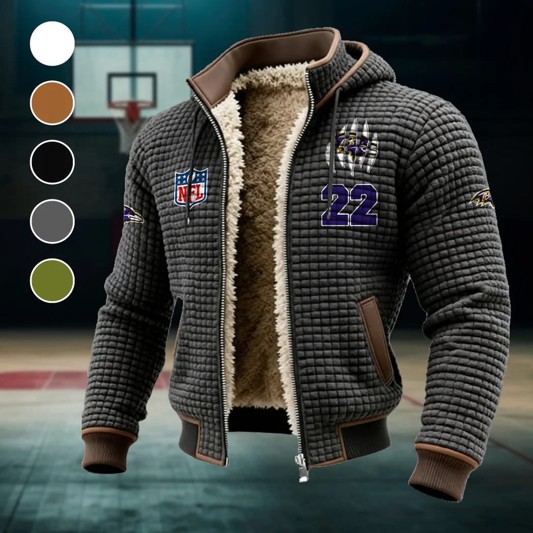 Black Talons Fleece-Lined Hooded Jacket, Multi-Sport Winter Active Top HVN1440BR - Grey