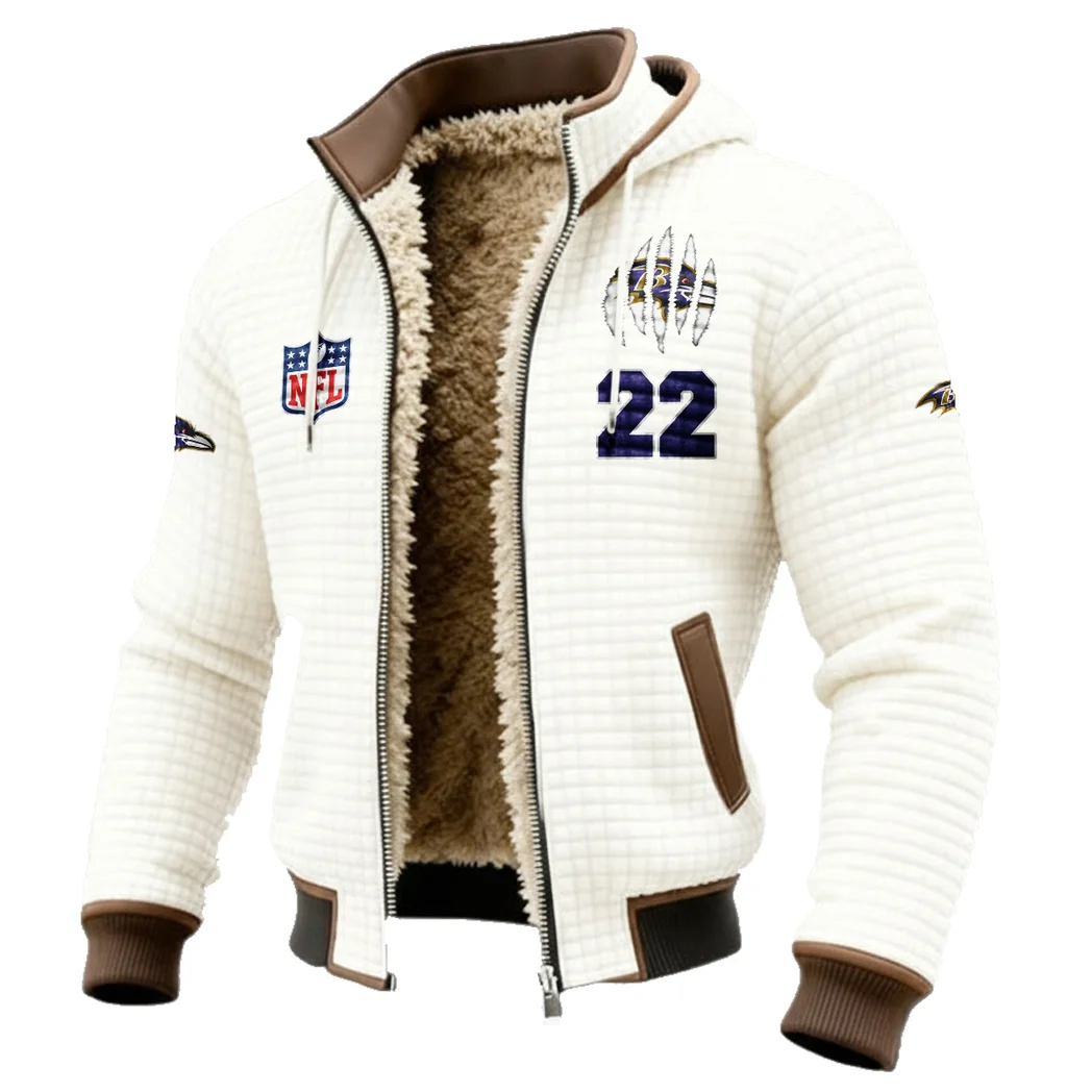 Black Talons Fleece-Lined Hooded Jacket, Multi-Sport Winter Active Top HVN1440BR - White - Image 2