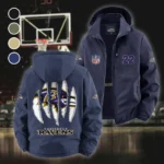 Black Talons Fleece Windbreaker Jacket, Core-Warmth Windbreaker HVN1440BR - Navy