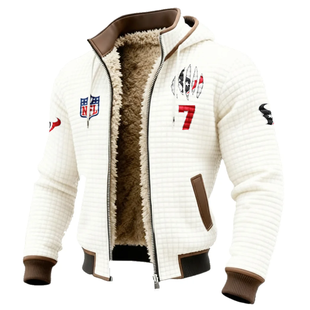 Blue Pride Fleece-Lined Hooded Jacket, Wind-Blocker Insulated Hoody HVN1440HT - White - Image 2