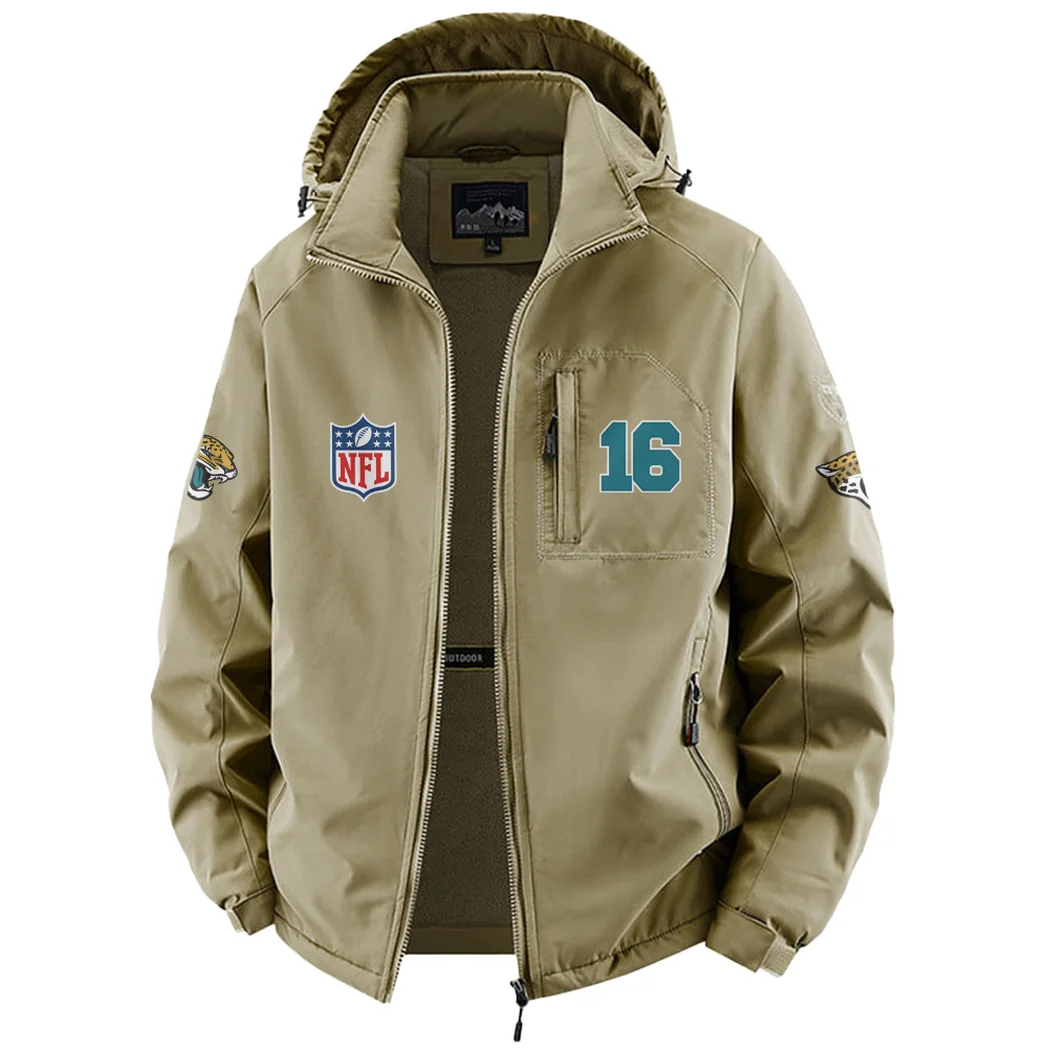 Football Jaguar Crew Fleece Windbreaker Jacket, Endurance Sport Barrier HVN1440JJ - Khaki - Image 2