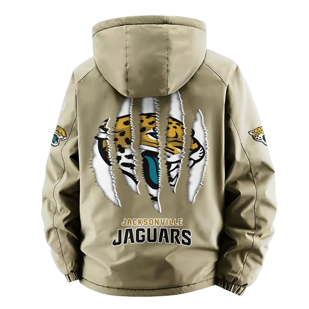 Football Jaguar Crew Fleece Windbreaker Jacket, Endurance Sport Barrier HVN1440JJ - Khaki - Image 4