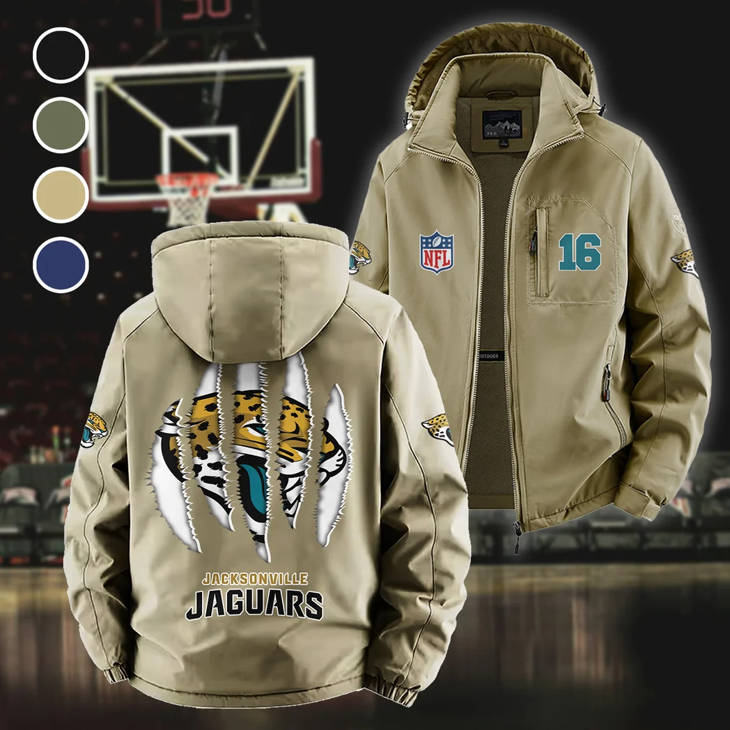 Football Jaguar Crew Fleece Windbreaker Jacket, Endurance Sport Barrier HVN1440JJ - Khaki