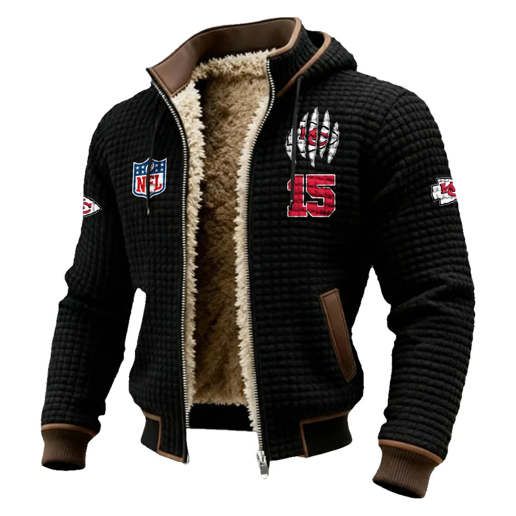 Midwestern Army Fleece-Lined Hooded Jacket, Elemental Guard Sport Jacket HVN1440KC - Black - Image 2