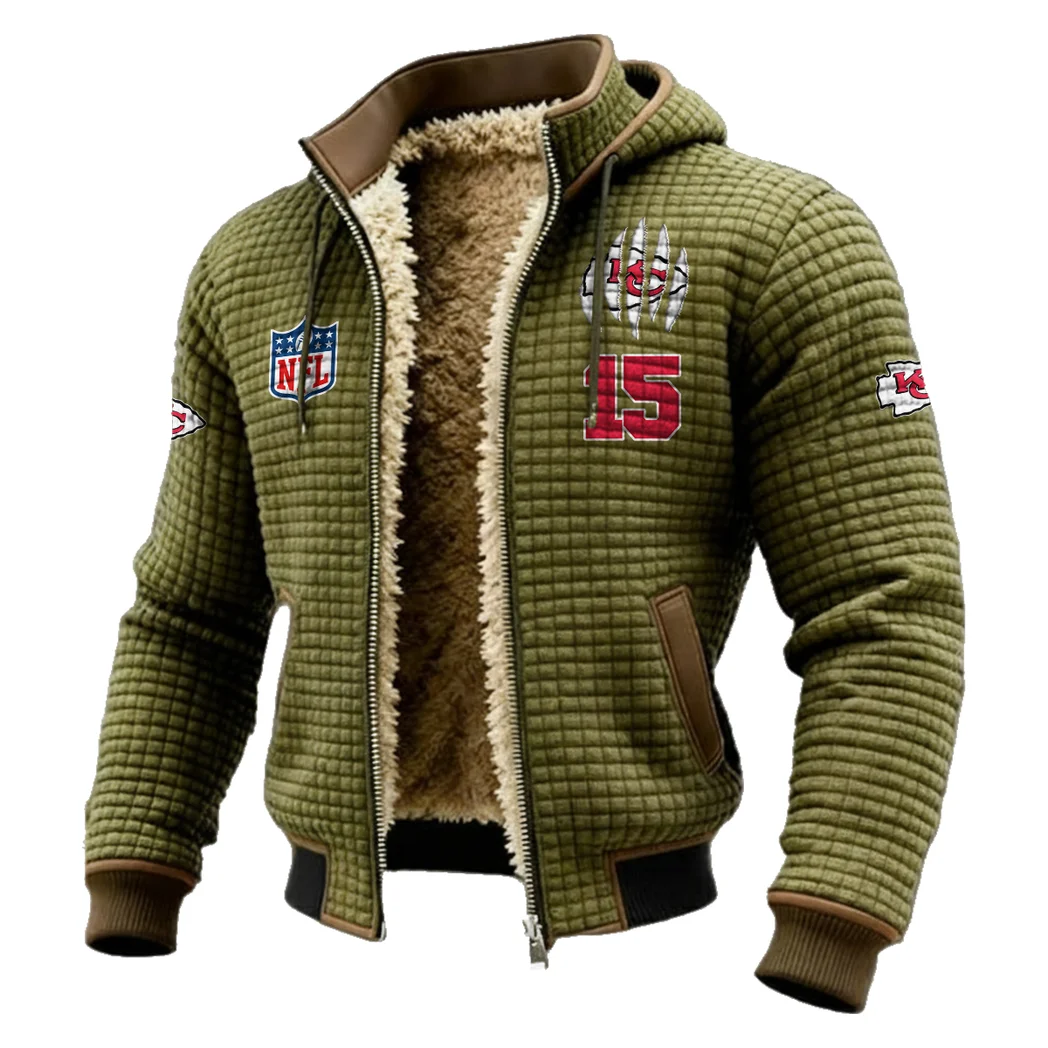 Midwestern Army Fleece-Lined Hooded Jacket, Elemental Guard Sport Jacket HVN1440KC - Green - Image 2