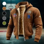 Football Ram Crew Fleece-Lined Hooded Jacket, Water-Resistant Thermal Hoody HVN1440LA - brown