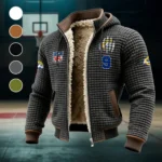 Football Ram Crew Fleece-Lined Hooded Jacket, Water-Resistant Thermal Hoody HVN1440LA - Grey