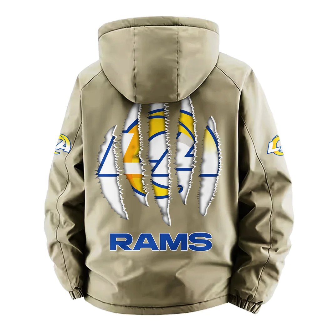 Football Ram Crew Fleece Windbreaker Jacket, Expedition Wind Fleece HVN1440LA - Khaki - Image 4
