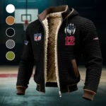 Match Day Squad Fleece-Lined Hooded Jacket, Heavyweight Cozy Sport Shell HVN1440NP - Black