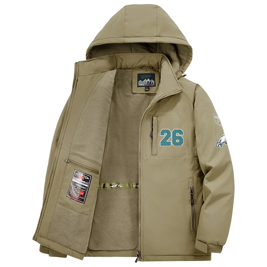 Victory Wings Fleece Windbreaker Jacket, Midweight Thermal Windbreaker HVN1440PE - Khaki - Image 3