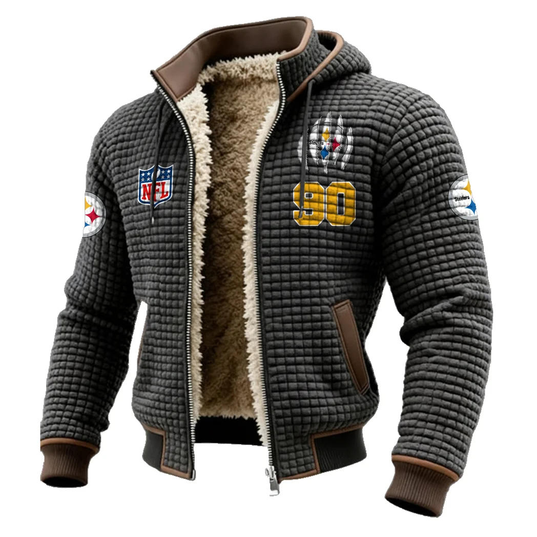 Iron Army Fleece-Lined Hooded Jacket, High-Density Comfort Fleece HVN1440PS - Grey - Image 2