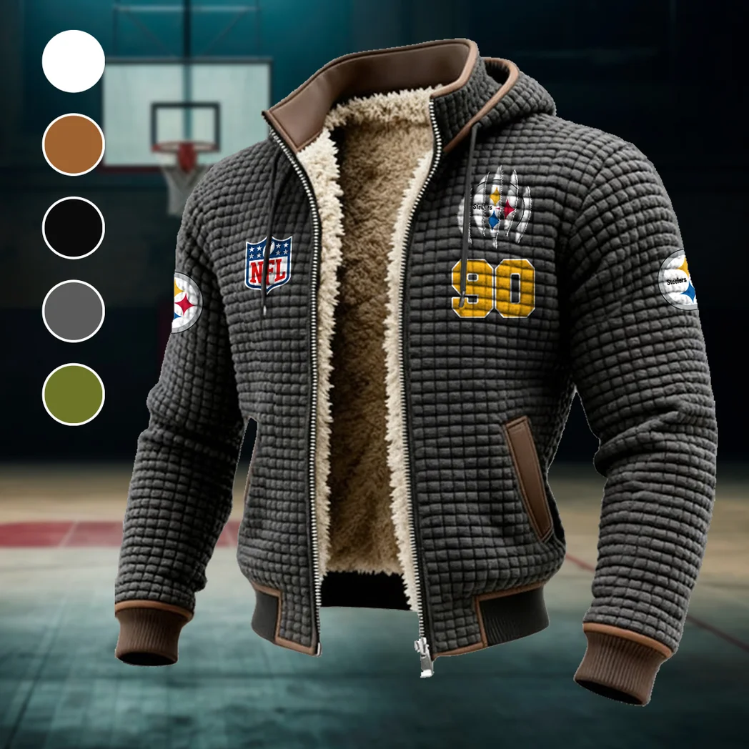 Iron Army Fleece-Lined Hooded Jacket, High-Density Comfort Fleece HVN1440PS - Grey