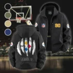 Iron Army Fleece Windbreaker Jacket, Premium Bonded Fleece HVN1440PS - Black