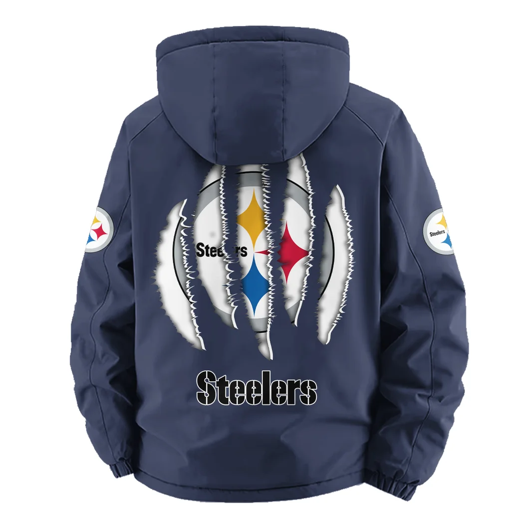 Iron Army Fleece Windbreaker Jacket, Premium Bonded Fleece HVN1440PS - Navy - Image 4