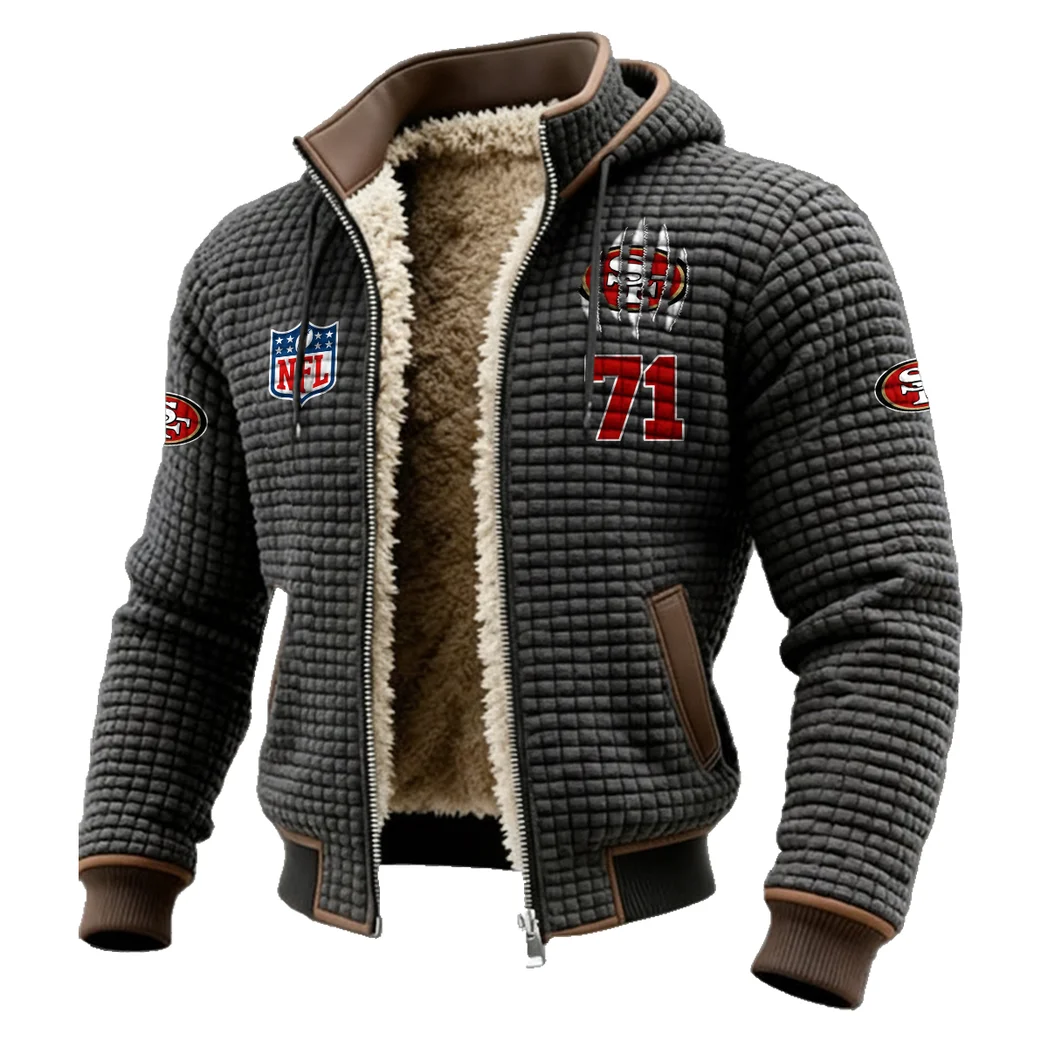 Victory Horns Fleece-Lined Hooded Jacket, Premium Bonded Fleece Jacket HVN1440SF - Grey - Image 2