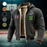 Blue Pride Fleece-Lined Hooded Jacket, Breathable Warmth Sport Jacket HVN1440SS - Grey