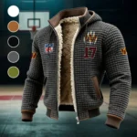 Red Pride Fleece-Lined Hooded Jacket, Modern Athletic Hybrid Parka HVN1440WC - Grey