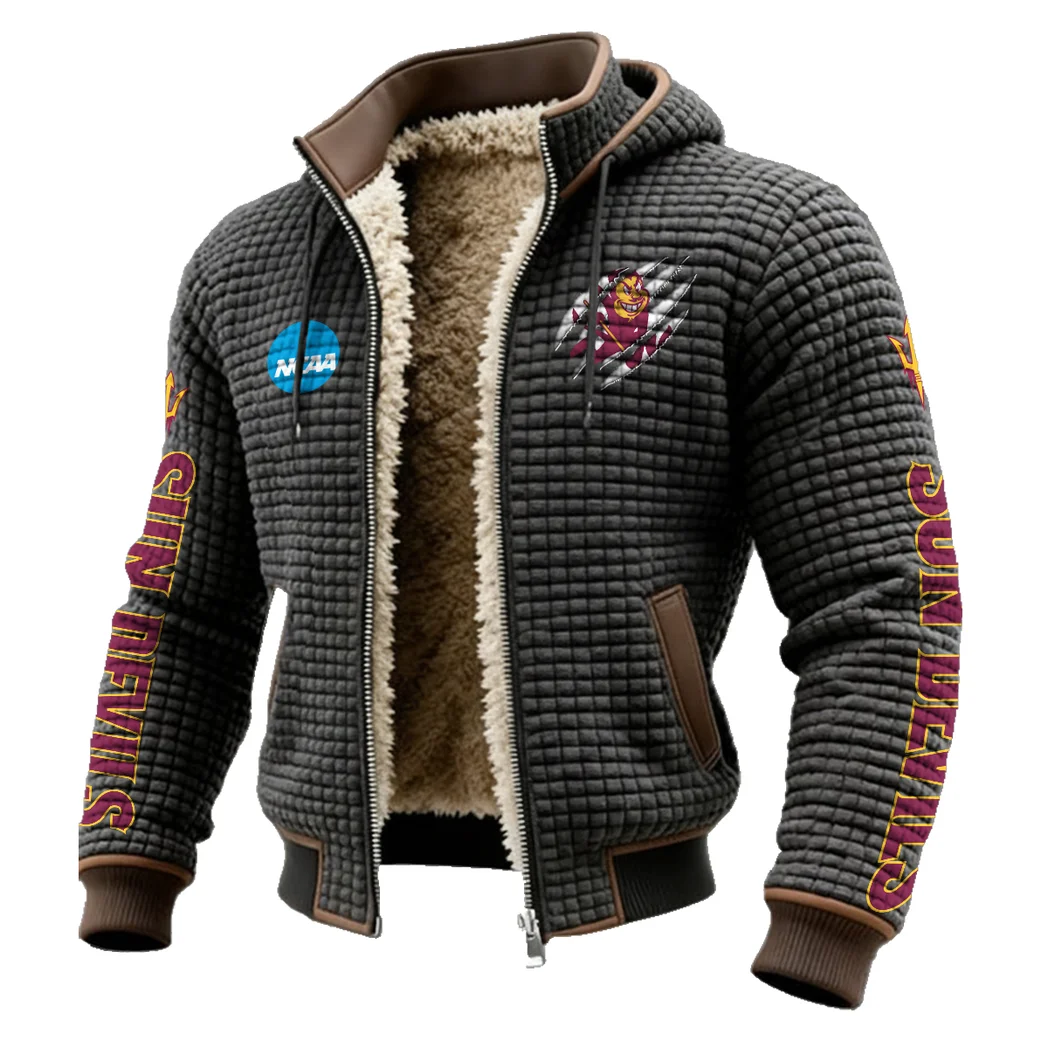 The Sun Devil Pride Fleece-Lined Hooded Jacket, Cross-Training Winter Layer HVN1441AS - Grey - Image 2