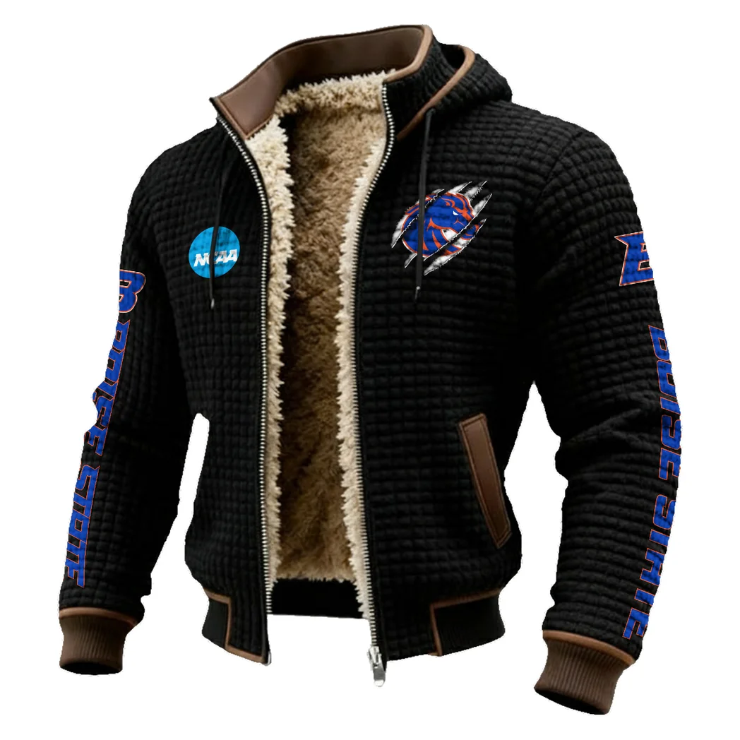The Broncos Fleece-Lined Hooded Jacket, Storm-Ready Fleece-Lined Coat HVN1441BS - Black - Image 2