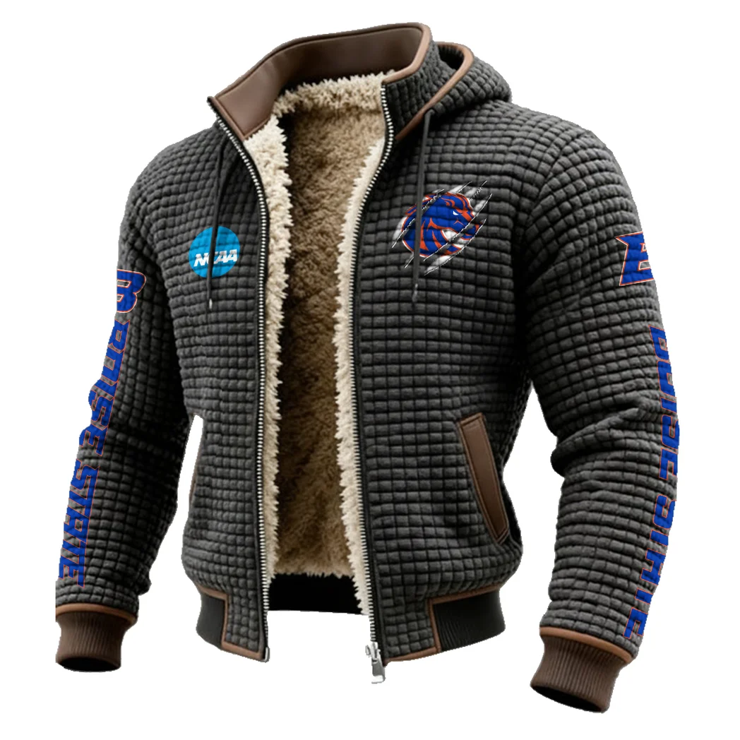 The Broncos Fleece-Lined Hooded Jacket, Storm-Ready Fleece-Lined Coat HVN1441BS - Grey - Image 2